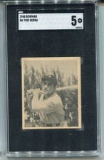 1948 Bowman Yogi Berra Rookie Card SGC 5 Graded Baseball #6 Centered. rookie card picture