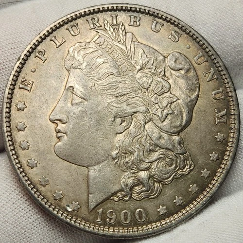 1900 P Morgan Silver Dollar, AU, 90% Silver US Coin, Morg-9045p