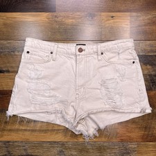 BDG Girlfriend High Rise Cut Off Shorts Womens 28 Off White