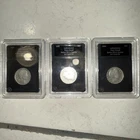 3 Barber Silver Quarters 1892 1893 1894 Bradford Authenticated Very Good