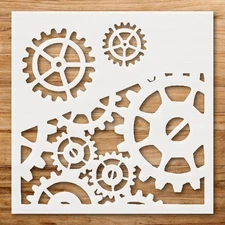 Clock Gears Wall Art Stencil for Vintage Mechanical Decor - StencilAir