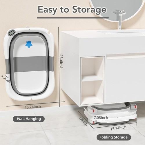 Collapsible Baby Bathtub w/ Soft Cushion & Thermometer NIB From Amazon - Picture 6 of 6