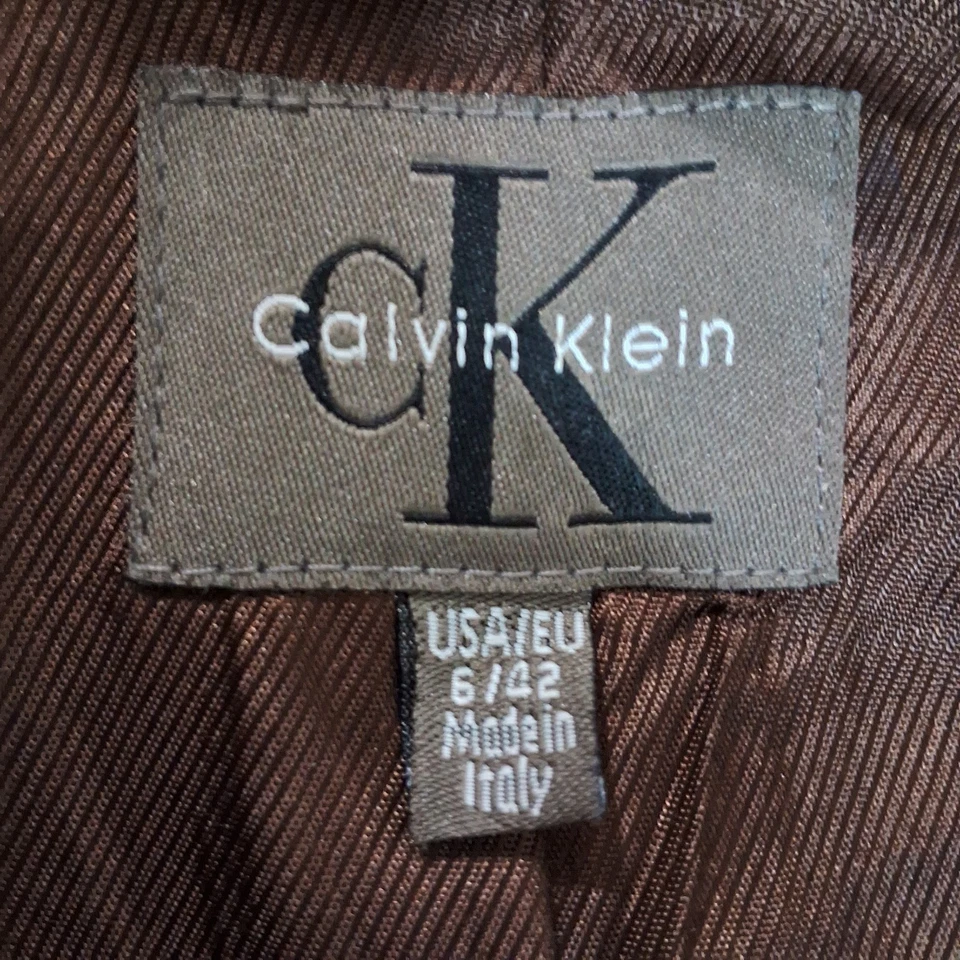 Chaquetón para mujer Calvin Klein marrón chocolate doble botonadura talla 6 lana vintage Foto 2 de 4