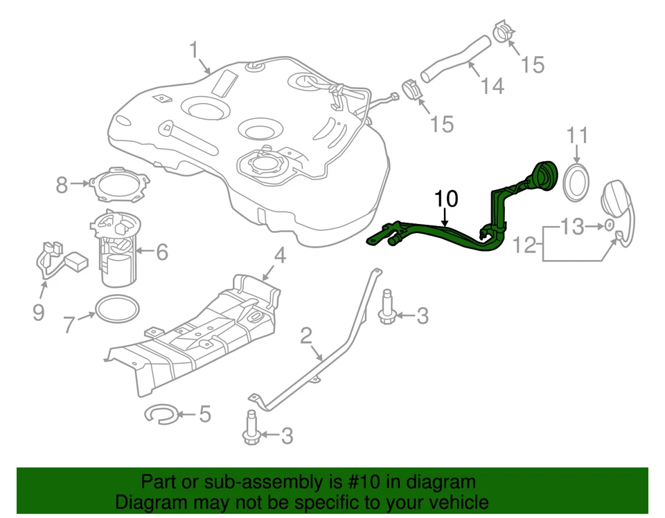 Nissan Máxima 2012-2023 genuino - tubo de llenado 17221-9DC0A Foto 2 de 2
