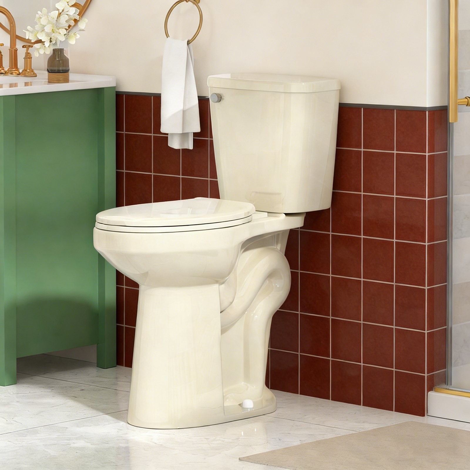 21" Tall 2-Piece Elongated Toilet for Seniors Disabled 1.28G
