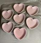 Adorable Chantal 7 Piece Pink Heart Shape Bakeware Dishes 3.5 Oz