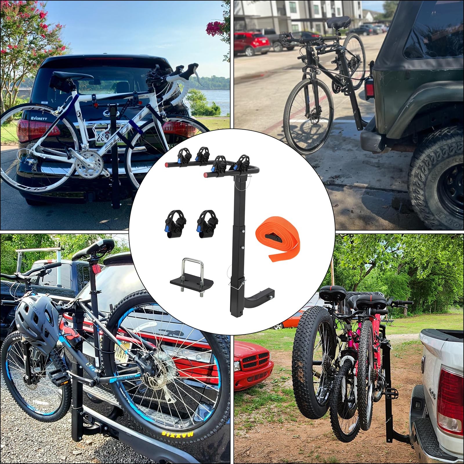 Hitch Mounted Bike Rack 2 Bike Capacity 2 Inch Receiver Foldable Bicycle Carrier