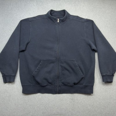 LL Bean Sweatshirt Mens XL Blue Full Zip Fleece Mock Neck Pockets Outdoor Casual