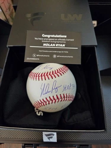 Nolan Ryan Autographed Baseball HOF 99 K# And K KING inscription On Ball  Rare!!