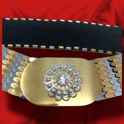 Vintage 80s Gold & Silver Scales Stretch Belt Vintage 80 main image 4