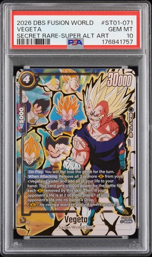 2026 DRAGON BALL SUPER FUSION ST01-071 VEGETA SECRET RARE SUPER ALT ART PSA 10