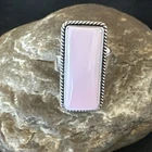 Gorgeous Rectangle Pink Conch Ring Adjustable Handmade Navajo Sz 9 19925