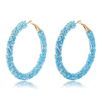Bohemian Prom Hoop Earrings for Women Shiny Glitter Sequins Dangle Earrings Hot