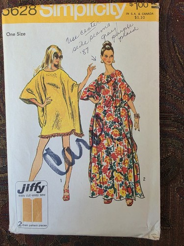 Simplicity Pattern5628 Vintage Simplicity Pattern #5628 1973Misses' Caftan One Size Cut | eBay