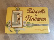 Scatola in latta originale vintage da collezione Biscotti al Plasmon
