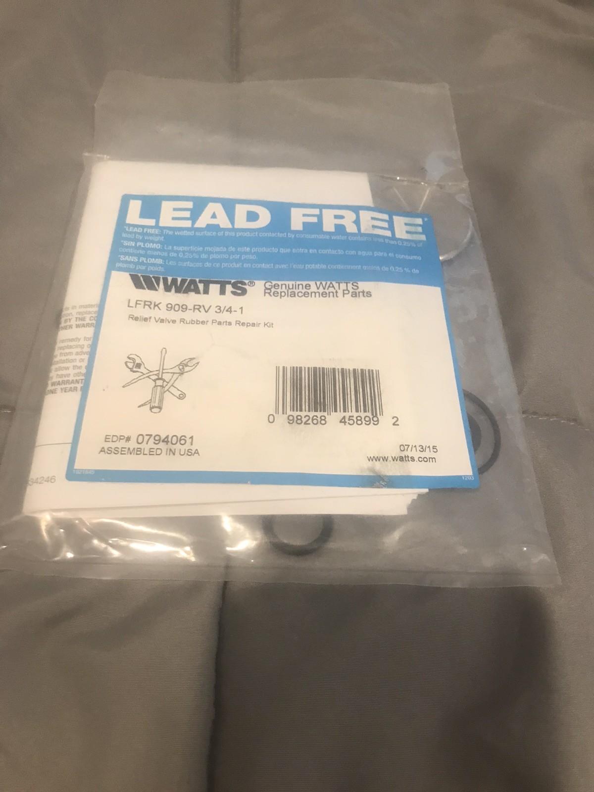 Watts 909-RV 3/4"-1" Relief Valve Rubber Repair Kit