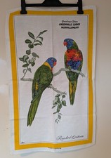 Vintage Rainbow Lorikeet Australia Souvenir Tea Towel Linen Blend Ross 