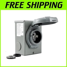 Waterproof 50-Amp Generator Inlet Box with Green Indicator - NEMA 3R Safe Power