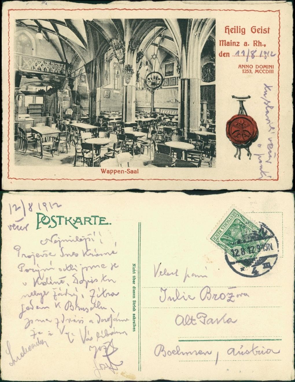 Ansichtskarte Mainz Heilig Geist - Saal 1912