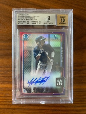 Jorge Mateo 2015 Bowman Chrome BGS 9/10 Purple Refractors /250 Prospect MLB