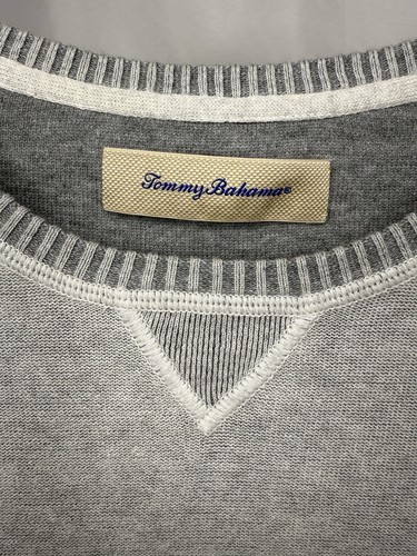 Tommy Bahama XL Gray Cotton Pullover Sweater Long Sleeve Marlin Logo - Picture 3 of 6