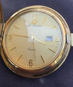 Jules Jurgensen Mens Pocket Watch 42mm Gold Tone Full Hunter Date 