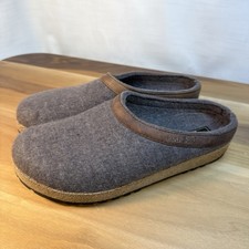 Haflinger Grizzly Wool Clogs Men 11 EU 44 Gray Brown Leather Trim Slip On