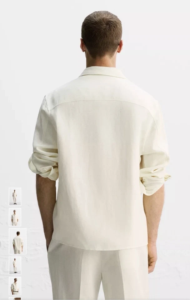 New Zara Limited Edition Linen Wool Herringbone Overshirt M 4786/407 OysterWhite - Image 3 of 4