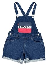 Levis Denim Overalls Girls Kids Youth 16 Logo Classic Shortall Levi Strauss