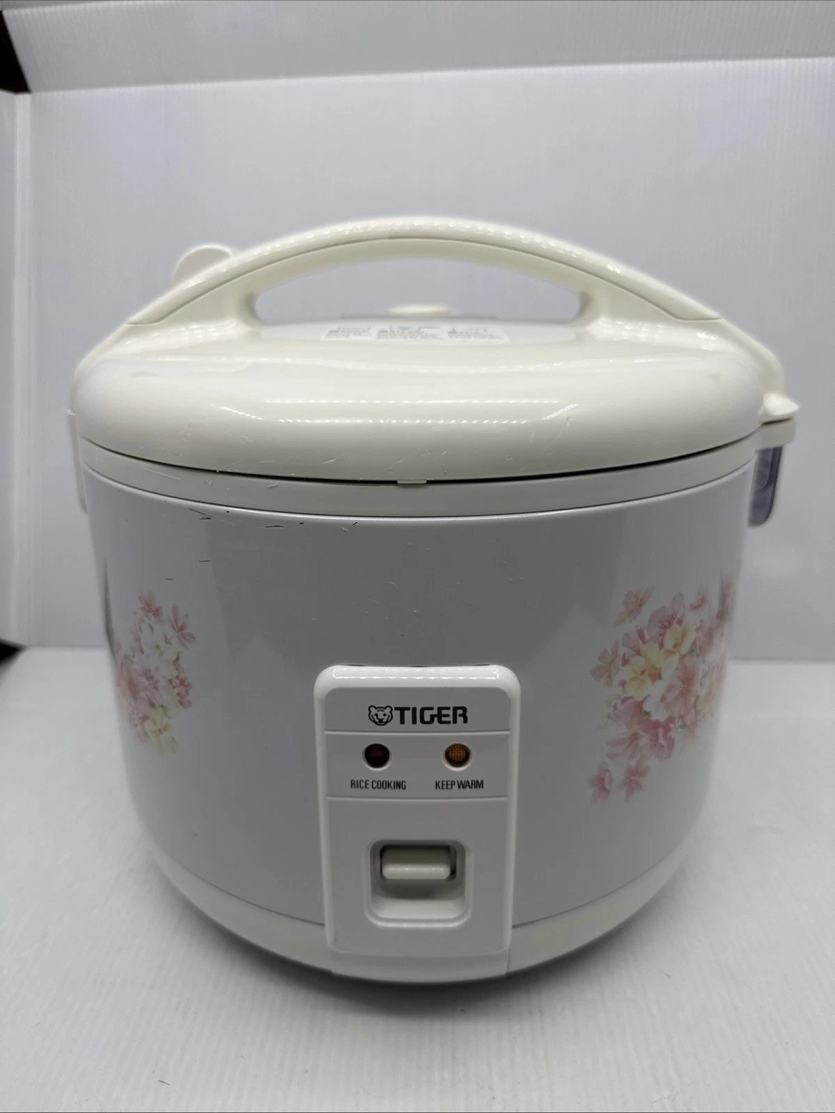 Tiger Japan JNP-1500 8-Cup Rice Cooker & Warmer Floral White. Clean, Great Cond.