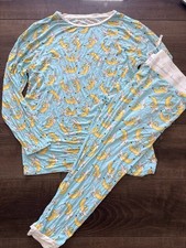 Little Sleepies Blue Yellow Banana Print Pajama Set Top Pants Unisex XL