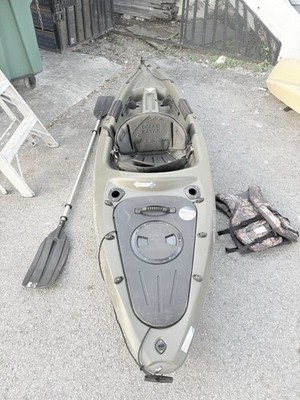 Sun Dolphin Journey 12-Foot Sit-on-top Fishing Kayak OLIVE Used Paddle & Vest
