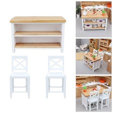 Wooden Cafe Table Chairs Countertop Handcrafted Birches Dollhouses Furniture