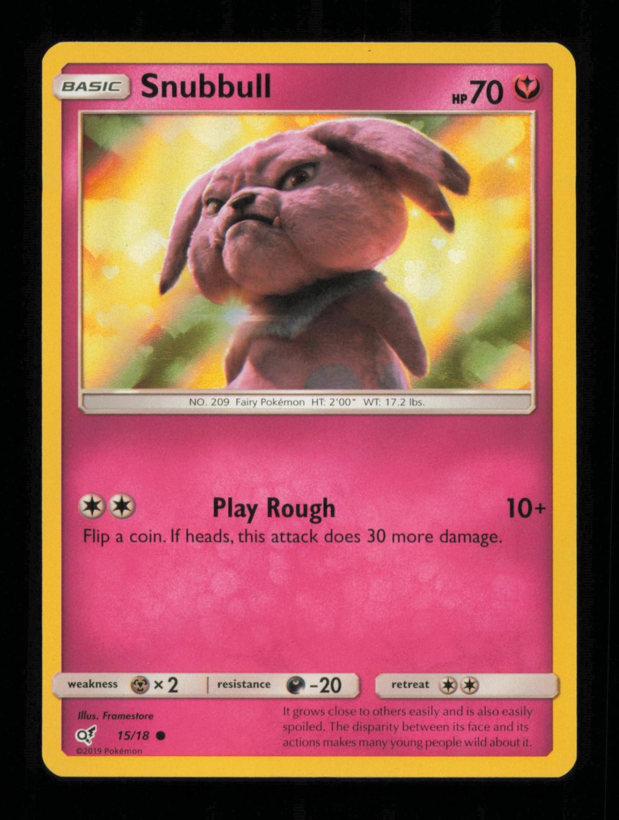 Snubbull 15/18 Common Detective Pikachu Pokemon Holo Lightly Played