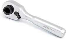 Neiko 03002A Stubby Ratchet, 1/4 Inch Ratchet Wrench 1/4" Drive, Silver 