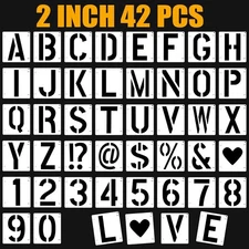 42 PCS Letter Stencils 2 Inch, Interlocking Craft Stencils Kit, Reusable Plastic
