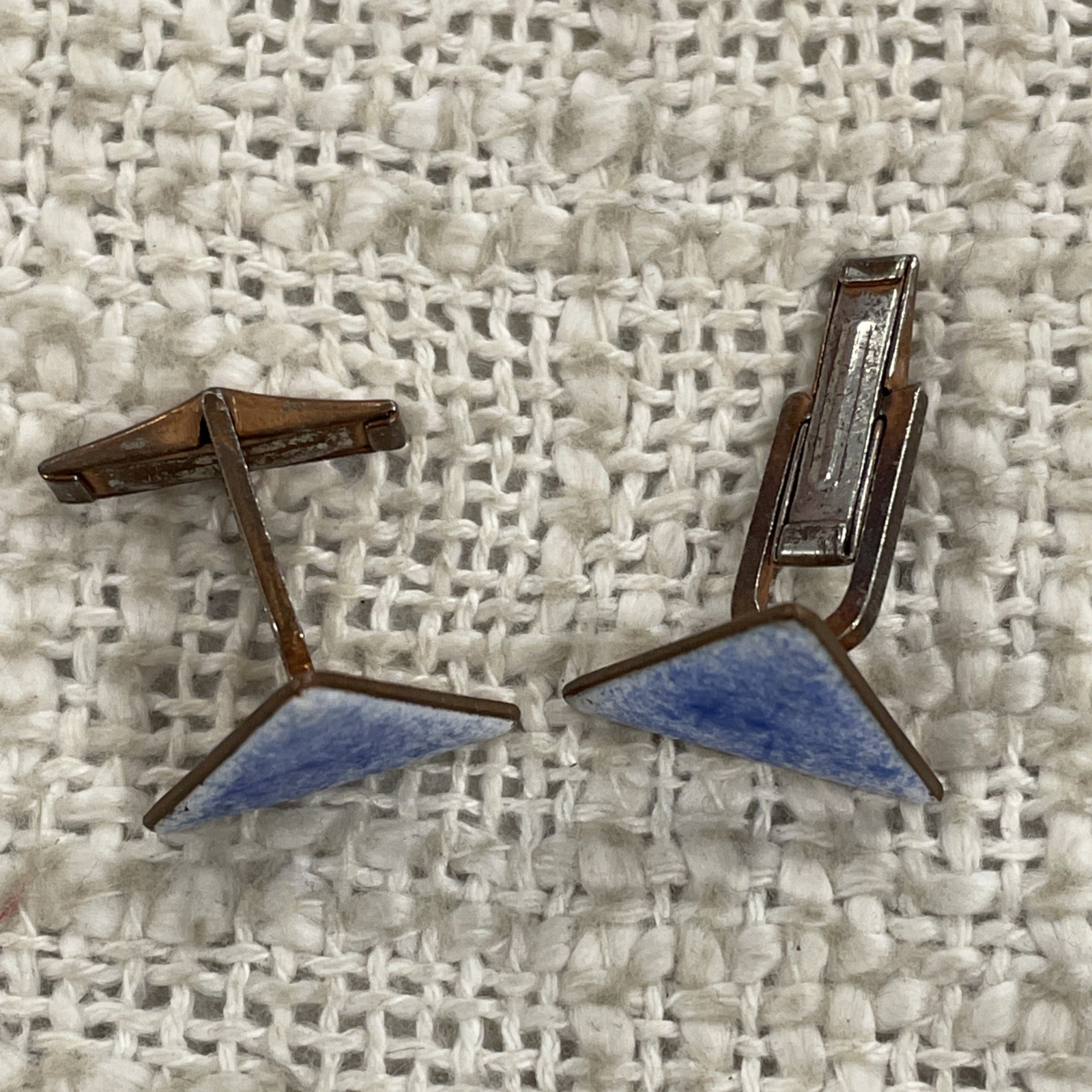 Copper Blue & White Triangular Cufflinks - image 2