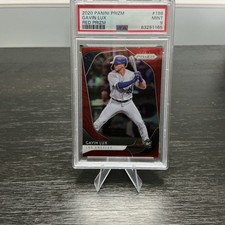 2020 Panini Prizm Rookie Auto Gavin Lux PSA 9 Red & 2020 Topps medallion card . rookie card picture