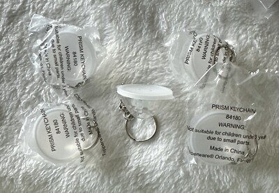 Tupperware Clear Ice Prism Keychains Set of 5 New!