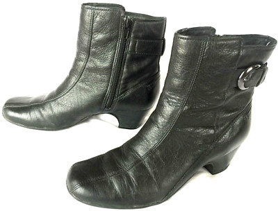 Clarks Dara 84950 Black Leather Zip-Up bootie Ankle Boots Shoes Women's 7.5 N