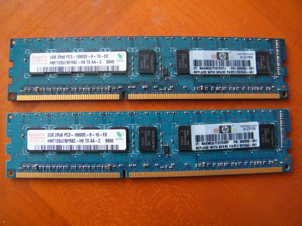 RAM Hynix 2x2GB 2Rx8 PC3- 10600E-9-10-E0 HMT125U7BFR8C-H9 TO AA-C  ECO