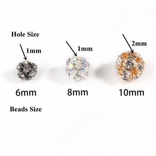 50pc/Lot 6mm 8mm 10mm AB Color Rhinestone Ball Shape Loose Beads Metal Crystal - Picture 2 of 65