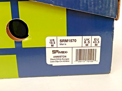 NEW SRMax Anniston Men's Lace Slip On Athletic Sneaker BLACK/WHITE