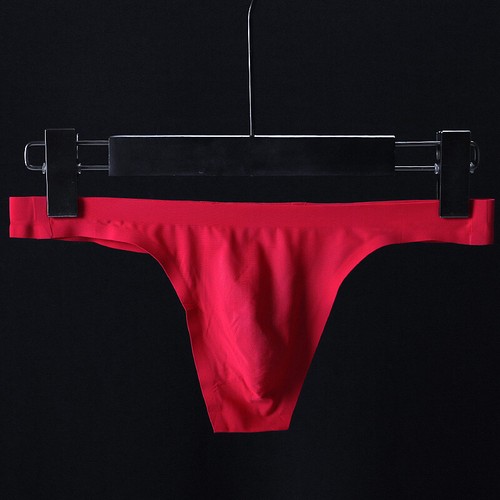 Men G Strings Sissy Thong Briefs Sexy Underwear Underpants T-Back Ice Silk - Picture 11 of 14