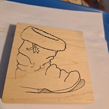 Santa's Claus Boot Rubber Stamp Wood Mounted Christmas Scrapbook Craft