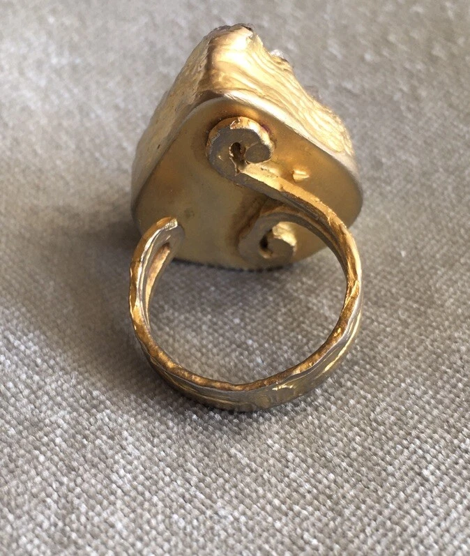 Anillo de colección grande lágrima cuarzo crudo cristal chapado en oro ajustable Foto 3 de 4