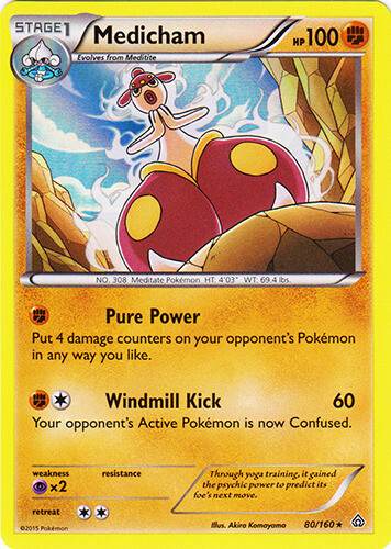 Medicham - 80/160 - Holo Rare LP, English Pokemon Primal Clash