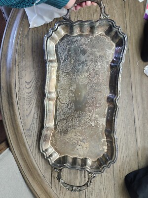 Large Leonard Silverplate Footed Serving Tray dual handles 26