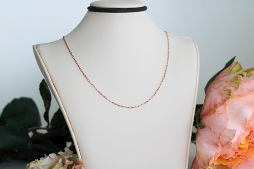 14k Solid ROSE GOLD Paper Clip Chain 1.5mm 2mm Necklace Paper Clip 16" 18" 20" - Picture 3 of 28