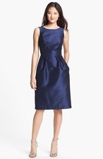 ALFRED SUNG Boat neck Sheath Dress Sz 8 Navy